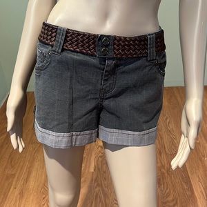 Guess Jeans Gray Pinstripe Shorts W/ Detachable Belt That Snaps At Front Size 30